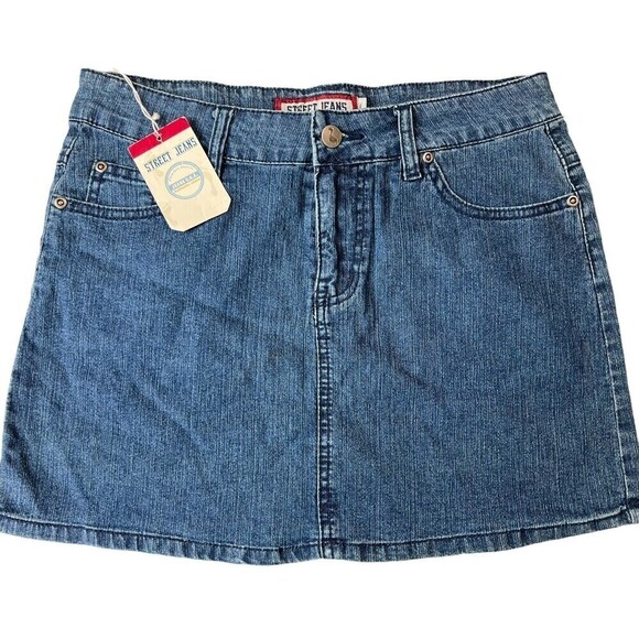 Street Jeans Girls Blue Jean Skirt Large Bling Pockets Stretch 28 x 13.5 USA - Picture 1 of 11